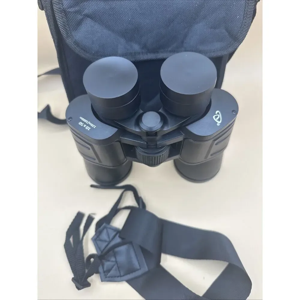 Auriol 10x50 Binoculars Wide Field Central Focus Tripod Socket Case 120m/1000m